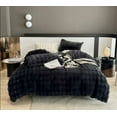 thumbnail image 2 of Wajade Fluffy Comforter Cover Set Rabbit Bubble Faux Fur Duvet Cover Luxury Cozy Bedding Set 3 Pieces with Zipper -1 Duvet Cover and 2 Pillow Cases,Black Full Size Set, 2 of 4