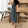 thumbnail image 6 of Ayolanni Sleeveless Summer Dresses for Women Cotton Linen Gray Crew Neck A-Line Maxi Dress Flowy Work Going Out Solid Sundress XXL, 6 of 9