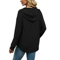 thumbnail image 5 of cocolona Hoodies for Women V Neck Drawstring Sweatshirts Fall Long Sleeve Shirts Fashion Solid Color Tops Casual Loose, 5 of 6