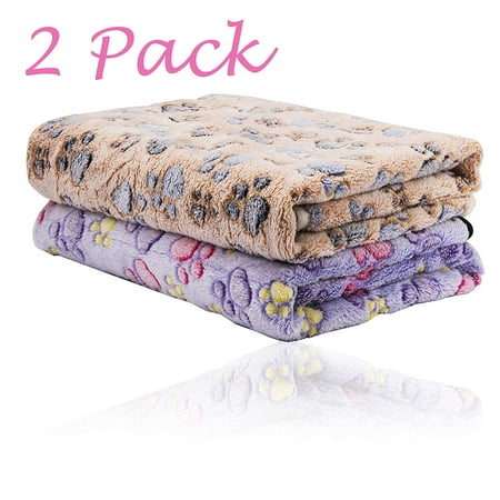 Sleep Number Sofa Bed LUXMO 2 Pack Puppy Blanket Warm Soft Dog Cat Blankets Sleep Mat Bed Cover with Paw Print for Dog Cat Puppy Kitten and Other Small Animals ()