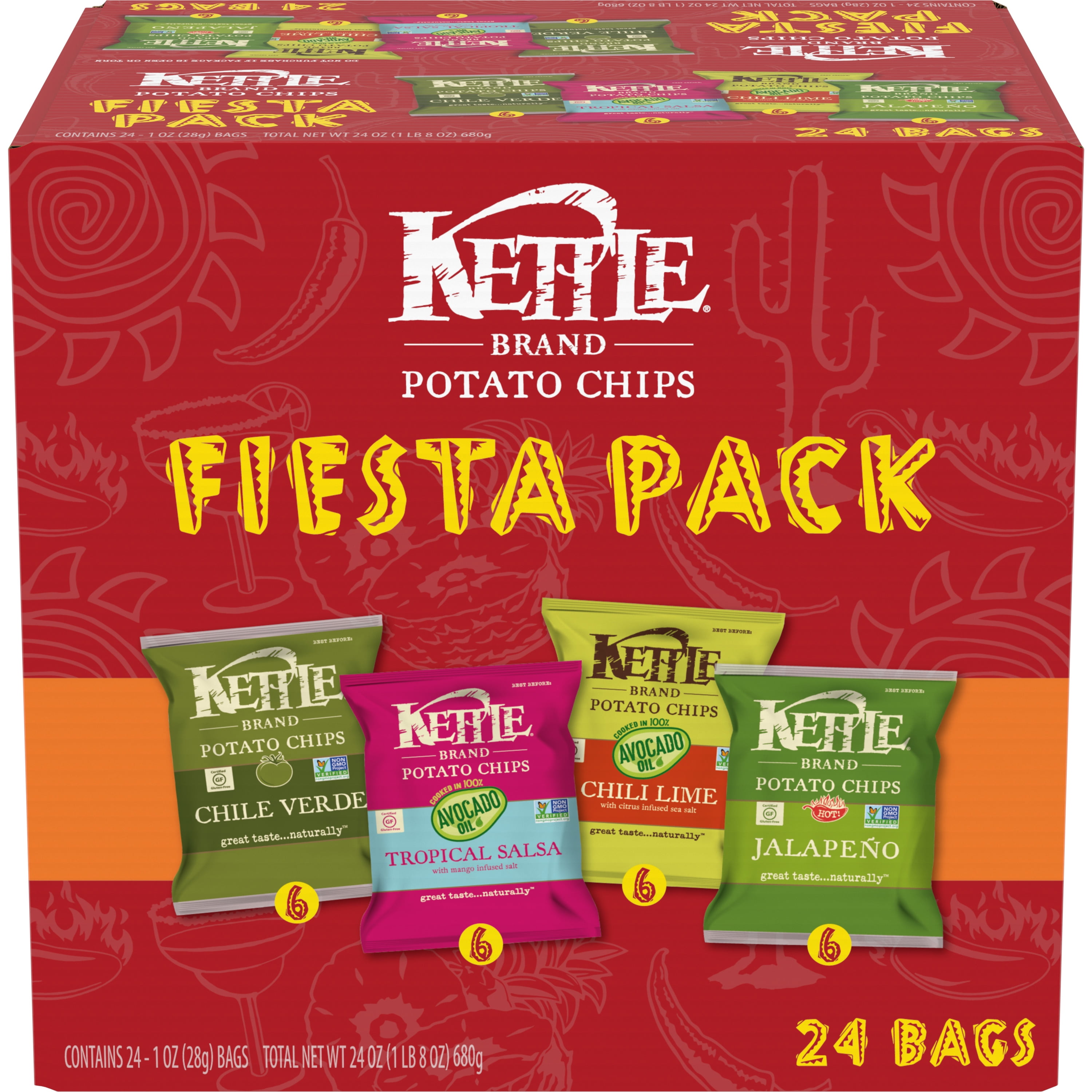 Kettle Brand Potato Chips Fiesta Variety Pack, 24 Ct - Walmart.com