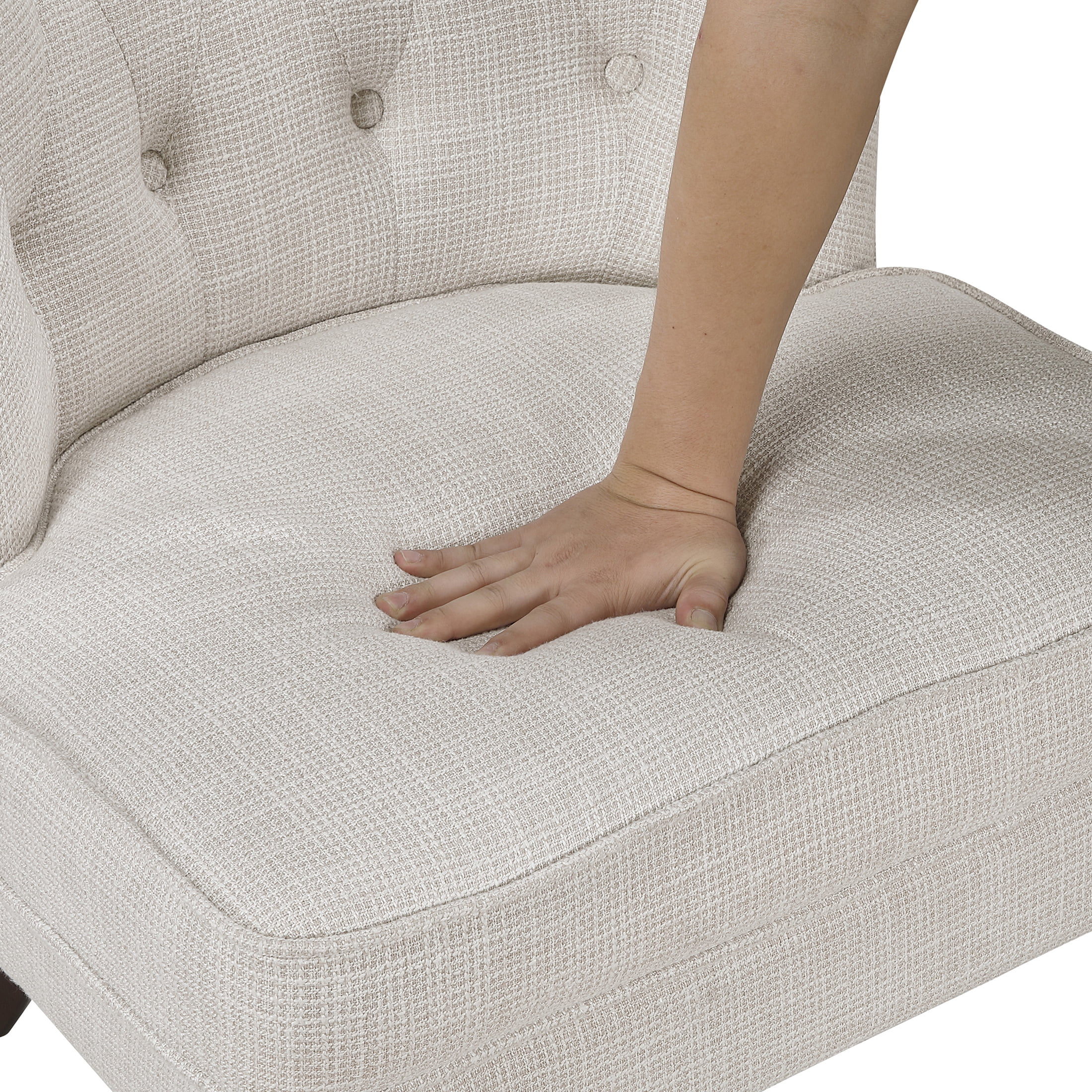 OakvillePark Crestbourne Textured Fabric Button Tufted Back Accent Chair, Beige