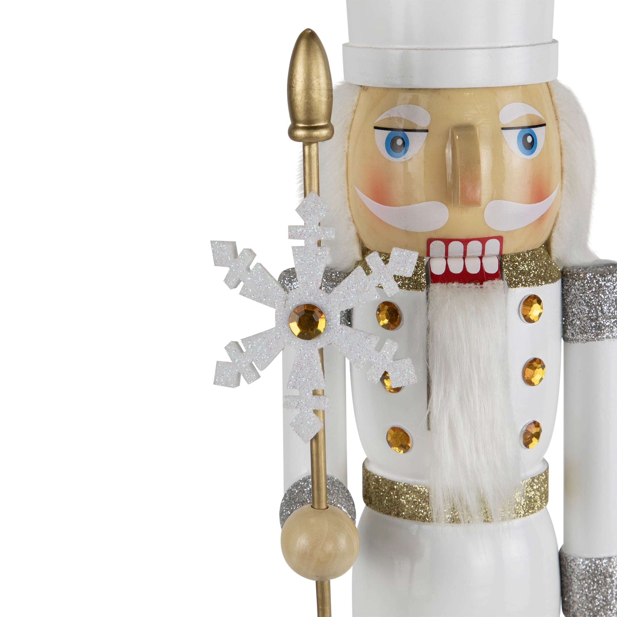 Northlight Glittered Nutcracker with Snowflake Scepter Christmas Figure - 15" - White