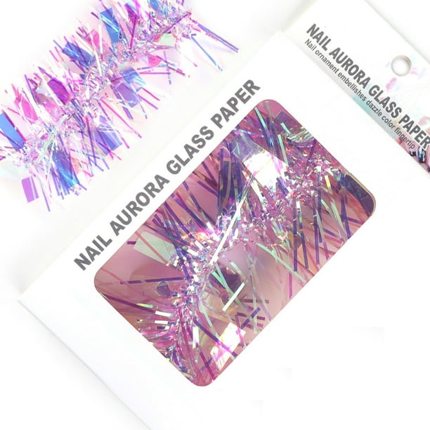 Papel de vidrio colorido, papel de caramelo, pegatinas para decoración de uñas DIY