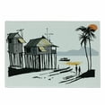 thumbnail image 1 of Coastal Cutting Board, Sketchy Fishing Village Malay in Singapore with Houses Canoe Palms Sun Print, Decorative Tempered Glass Cutting and Serving Board, Small Size, Black Grey Orange, by Ambesonne, 1 of 1
