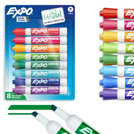 EXPO® Low-Odor Dry-Erase Markers, Chisel Point, Assorted Colors, Pack Of 8