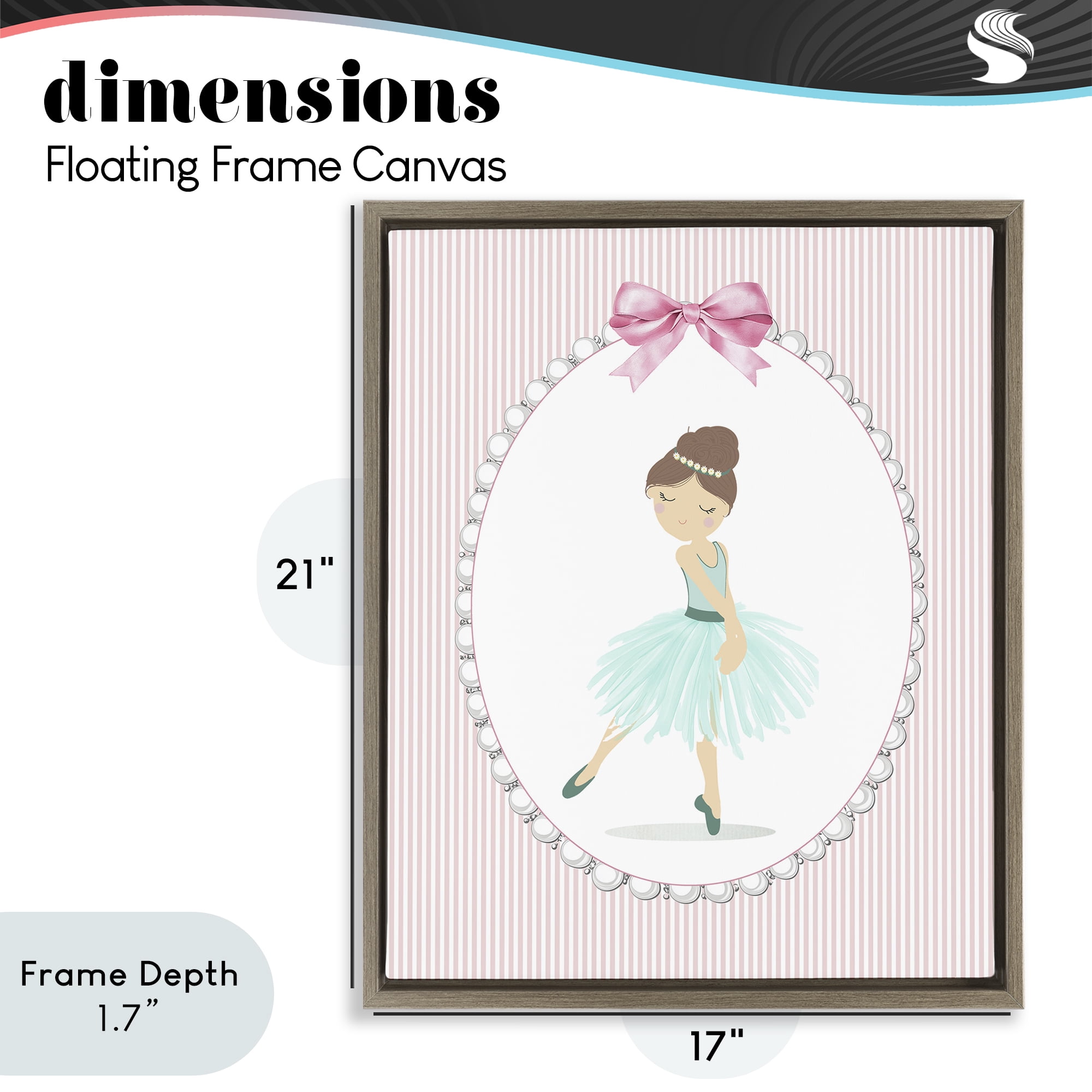 Stupell Industries Elegant Dance on Stripes Brown Framed Floater Canvas Wall Art, design by Christine Simpson Art