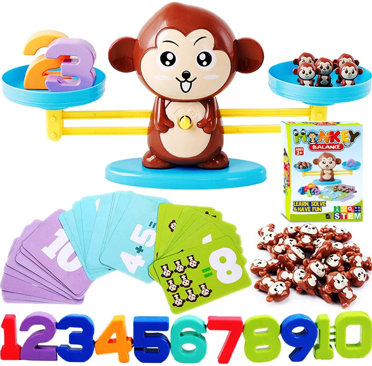 Monkey Balance Counting Cool Math Games - STEM Toys for 3 4 5 Year olds Cool Math Educational Kindergarten - Number Learning Material for Boys and Girls