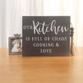 thumbnail image 3 of Parisloft Our Kitchen Is Full Of Chaos Cooking And Love Wood Tabletop Sign, Rectangle Black Wood Block Kithen Sign with a Wood Beaded Jute Tassel, Farmhouse Rustic Kitchen Decor, 7.625 x 5.875 inches, 3 of 8