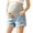 Blue, variant on ZVNAΖH Women's Maternity Ripped Denim Shorts, Over Bump High Waist Light Wash Shorts, Casual Raw Hem Pregnancy Shorts with Pockets