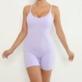 thumbnail image 2 of Spandex Bodysuit Romper for Women Shorts Workout Yoga Fitness Outfit Criss Cross Backless Sleeveless Jumpsuits (Medium, Purple), 2 of 7