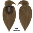thumbnail image 2 of Benehair Real Hair Clip In Extensions Clip In Hairpiece Silk Base Topper Toupee Wiglet Top 100% Remy Human Hair Piece With Bang Crown 13cm*15cm Brown 6"-22", 2 of 11