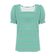 thumbnail image 5 of Blouses for Women Pleated Short Sleeve Tunic Tops Dressy Casual Summer Shirts Rollbacks,Mint Green,M, 5 of 7