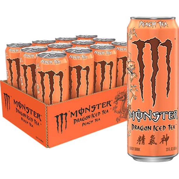 Monster Dragon Iced Tea Peach Tea 23oz (Pack of 12)
