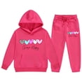thumbnail image 4 of Toddler Baby Girl Outfits Toddler Fall Winter Clothes Cute Long Sleeve Sweatshirt Tops Pants Set Infant 2Pcs Clothing,4-5 Years,Hot Pink, 4 of 7