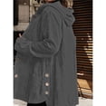 thumbnail image 4 of Chaqueta de Otoño para Mujer con Capucha, Informal, con Botones, Larga, Holgada, de , con Bolsillos. Gris M, 4 of 7