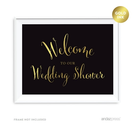 Welcome To Our Wedding Shower Black and Metallic Gold Wedding Signs