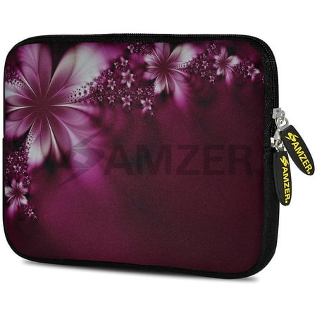 7 Plum - Designer 7.75 Inch Soft Neoprene Sleeve Case Pouch for Alcatel ONETOUCH POP 7 LTE, Acer Iconia One 7, LG G Pad, Amazon Fire 7, Kindle/ Kindle HD 7, RCA 7 Tablet - Plum Hibiscus