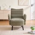 thumbnail image 2 of CQSXDA Modern Armchair In Sanded Fabric Featuring Solid Wood Legs And Side Pocket For Bedroom Or Office Use, Olive Green, 2 of 19