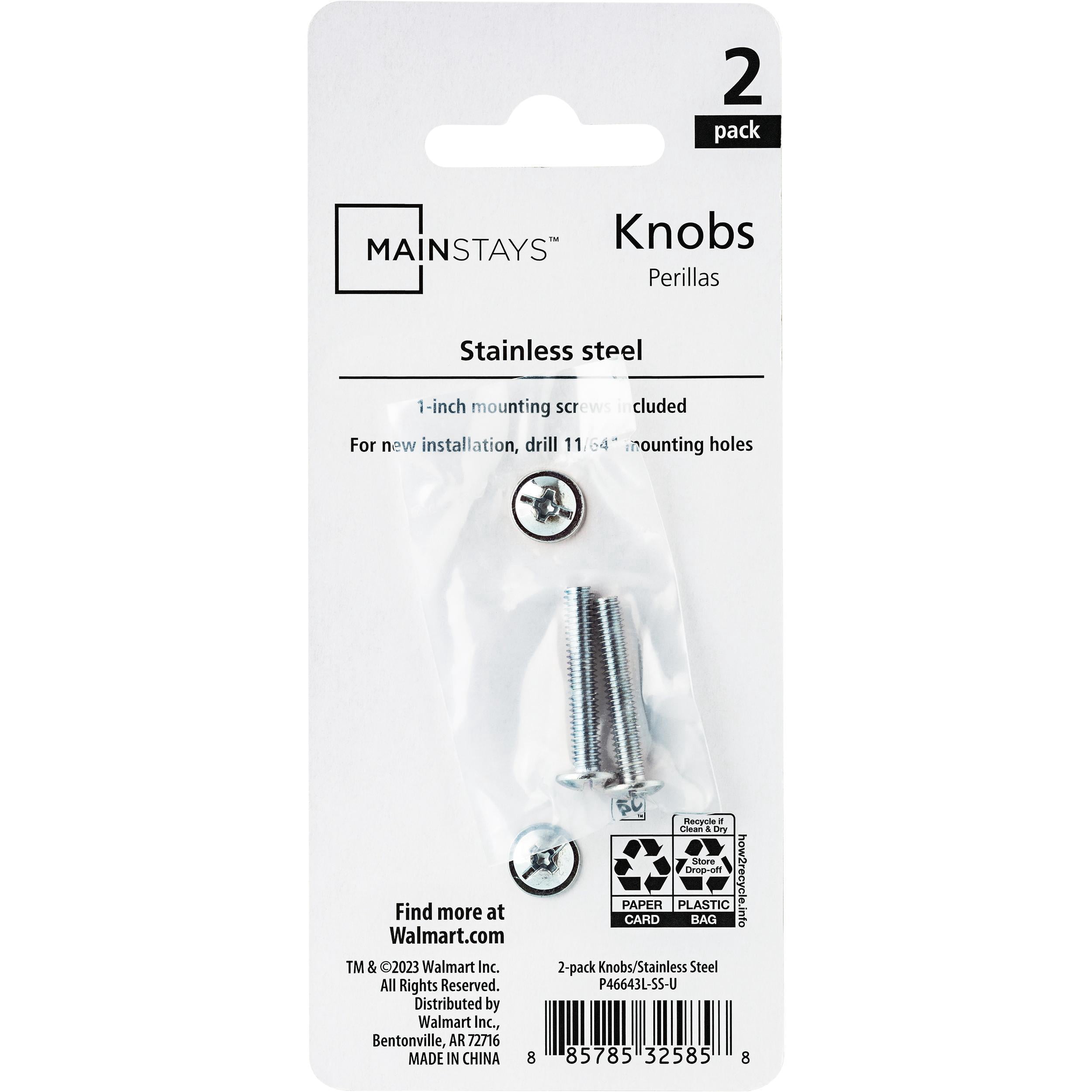 (2 pack) Mainstays Simple Round 1-1/4 in. (32 mm) Stainless Steel Cabinet Bar Knob (2-Pack)