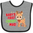 thumbnail image 3 of Inktastic Baby's 1st Christmas with Cute Reindeer in Colorful Lights Boys or Girls Baby Bib, 3 of 4