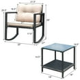 thumbnail image 3 of Costway 3PCS Patio Rattan Conversation Set Rocking Chair Cushioned Sofa Garden Furniture, 3 of 10
