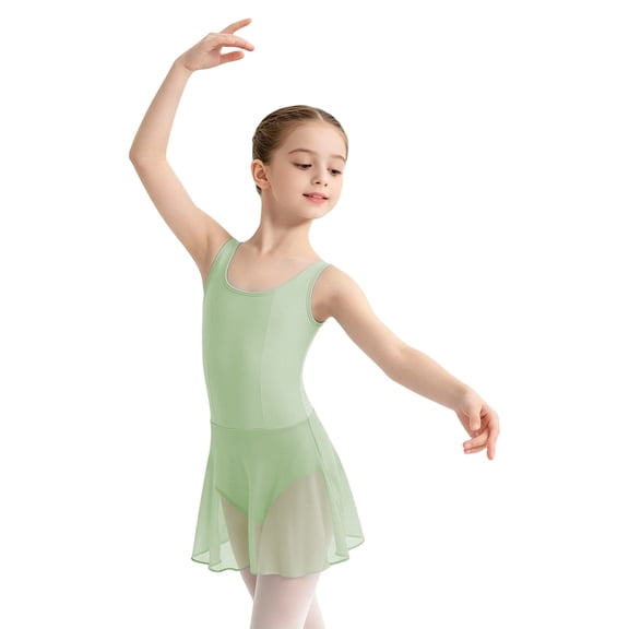 CAIVO Girls Ballet Dance Leotard With Tutu Skirt Strap Backless Romper For Practice Performance Recital Sleeveless Breathable Kids Onesie