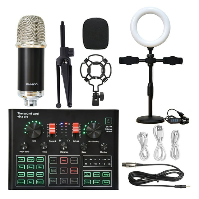 Professional Studio Condenser Microphone Bundle WXH1000 Mic Kit With Live Sound Card Wireless Karaoke