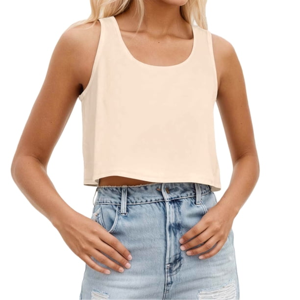 Camiseta de cuello redondo y manga corta para mujer - Poliéster de color liso - Versátil con vaqueros/pantalones para el uso diario