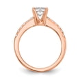thumbnail image 2 of Solid 14k Rose Gold Lab Grown Diamond Side-Stones with CZ Cubic Zirconia Center Stone Engagement Ring Rin Size 7, 2 of 7