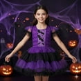 thumbnail image 2 of Jurebecia Halloween Witch Costume for Girls Purple Bat Wing Dress with Headband Spooky Kids Fancy Dress up Outfit 12,11-12 Years, 2 of 11