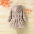 thumbnail image 3 of Toddler Girls Fleece Jackets Button Down Mid Length Winter Warm Hooded Coats Fashion Casual Solid Color Soft Thick Outwear, 3 of 6