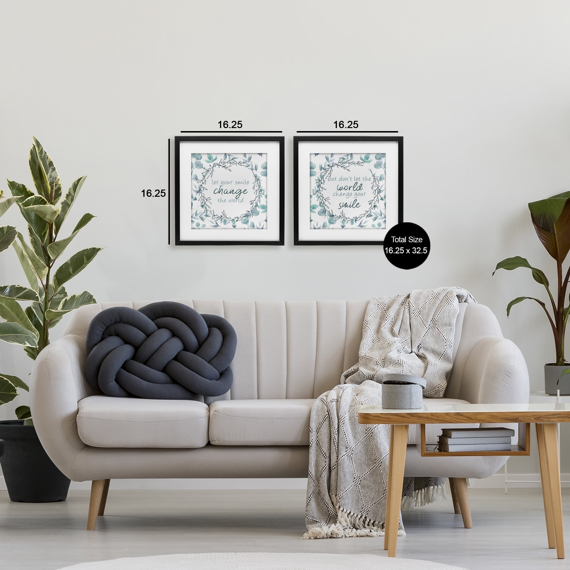 Stupell Industries Inspirational Smile Quotes 2 Piece Black Framed Print Under Glass Set, design by Kim Allen