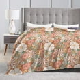thumbnail image 4 of DouZhe Ultra-Soft Micro Fleece Lightweight Flannel Bed Blanket, Retro Flowers Floral Background Print Cozy Warm Throw Blankets, 80"x60", 4 of 7
