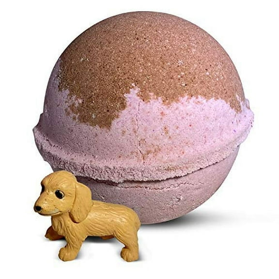 Bath Bomb for Kids with a Surprise Toy Cute Puppy Inside Moisturizing Sweet Raspberry Scent Handmade in USA Natural and Safe for Sensitive Skin by Relaxcation
