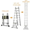 thumbnail image 3 of Telescoping Ladder 16 FT Aluminum Telescopic Extension Ladder, Multi-purpose Collapsible Ladder for RV, Portable Lightweight Attic Ladder for Home or Outdoor Work, with Stabilizer, 3 of 7