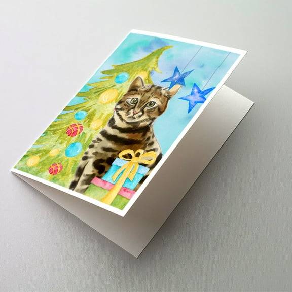 Bengal Christmas Presents Greeting Cards and Envelopes Pack of 8