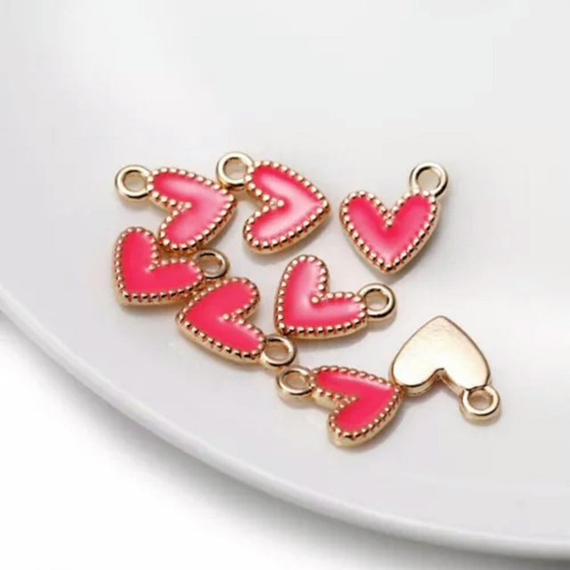 CUITING 10Pcs/Lot 9*10mm Small Colorful Alloy Heart Charms Cute Love Pendant For DIY-Orange