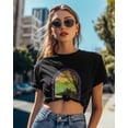 thumbnail image 4 of T Shirts for Women Short Sleeve Cotton Crewneck T-Shirt, Retro Castle Autumn Scene Tee Tops Casual Basic T-Shirts, XS-5XL Black 4XL, 4 of 7