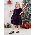 thumbnail image 6 of IDOPIP Toddler Baby Girls Velvet Tutu Dress Ruffle Long Sleeve Princess Pageant Party Wedding Dresses Fall Winter Clothes Infant Kids Birthday Holiday Playwear Dresses Outfits, 6 of 10