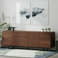 thumbnail image 2 of Atlas 78" x 28" Highboy Modern TV Stand Cabinet And Sideboard - Walnut Frame, Walnut Door/Drawers, Black Base, 2 of 8