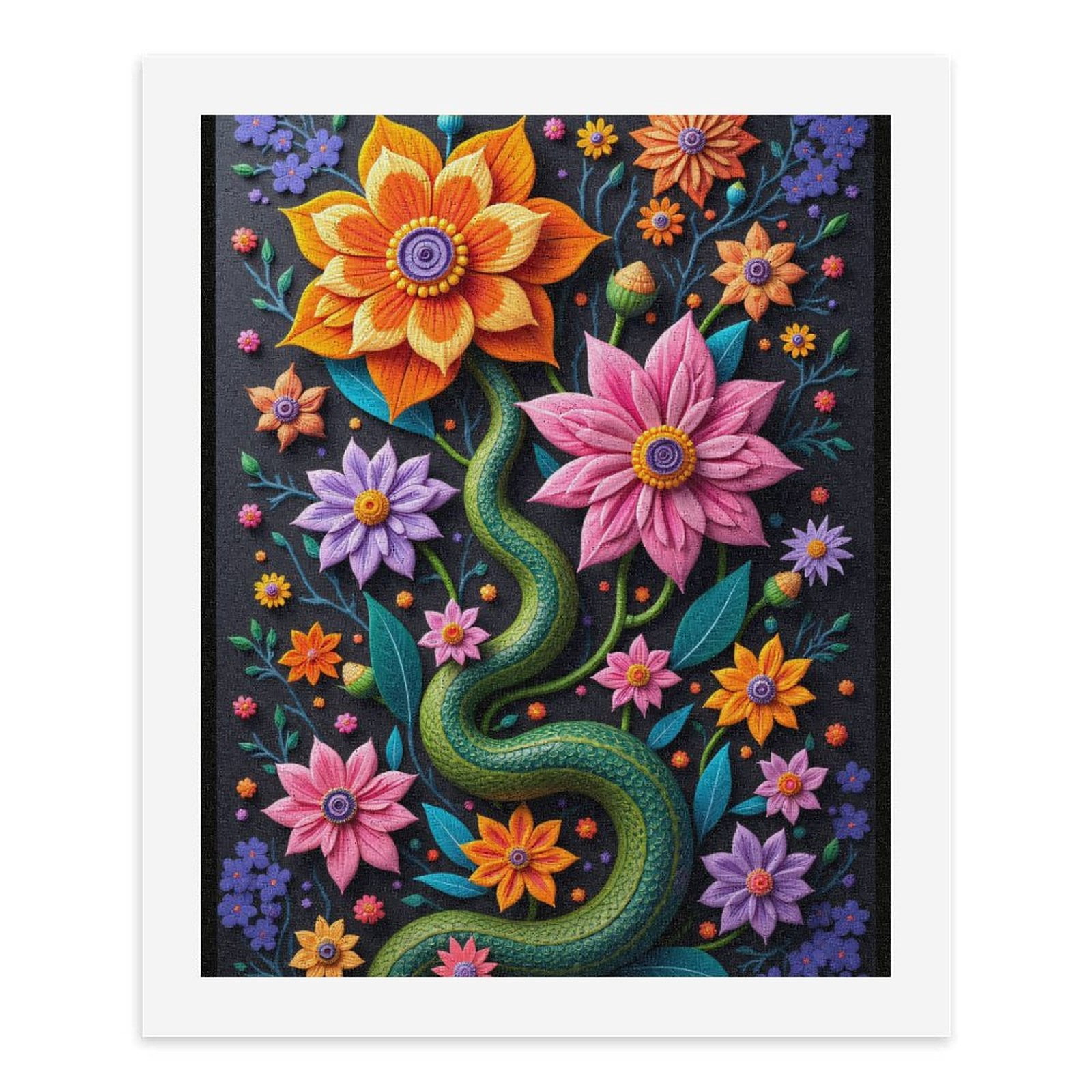 Paint By Numbers Kit for Adults Beginner - Colorful Floral Snake Art Nature DIY Canvas Painting Kits for Adults, Frameless Paint By Number for Adults for Home Wall Decor 16x20 Inch