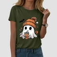 thumbnail image 3 of Halloween Ghost Shirts for Women Casual Short-Sleeved Ghost Print T-Shirt Retro Fall Spooky Season Tees Tops, 3 of 6