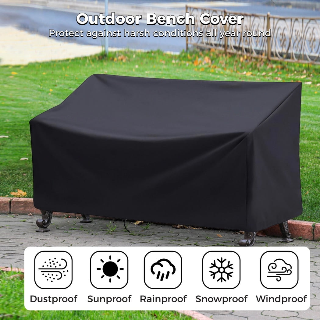 Outdoor Bench Cover, Heavy Duty 2-Seater Patio Bench Furniture Covers with Air Vents, All Weather Resistant Bench Cover for Patio Furniture, 53L x 26W x 35H inches
