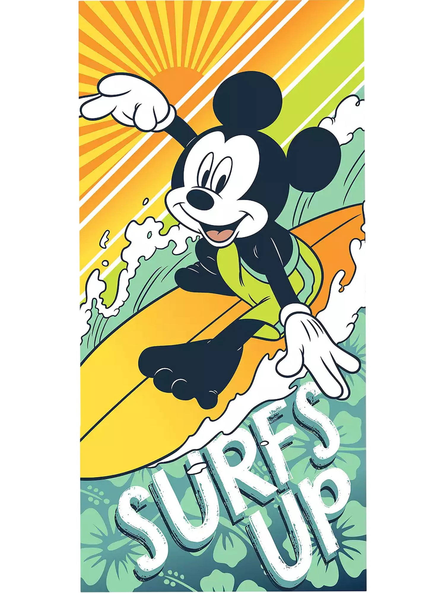 Disney Plush Cotton Mickey Mouse Surfing Beach Towel 28x58