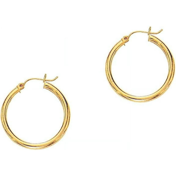 JewelStop 14K Yellow Gold Hoop Earrings - 25 mmx 2 mm, (3/32" x 1")