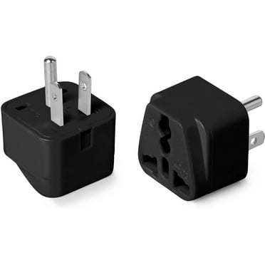 Bates- Universal Adapter, 2 Pack, Black Travel Adapter, UK to US Plug Adapter, Universal Plug Adapter Plug