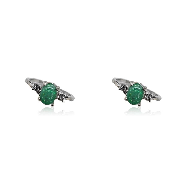 Anillo de plata Minnieouse para mujer con diamantes de imitación Verde Tamaño 8 2Conjunto