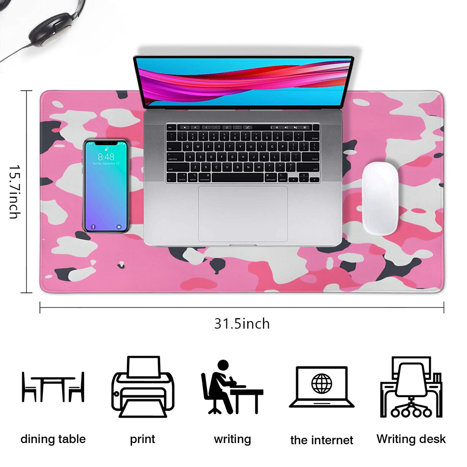 Large Gaming Mouse Pad, XL Mousepad Design With Camouflage, Extended Keyboard Mats For Desk - View #8