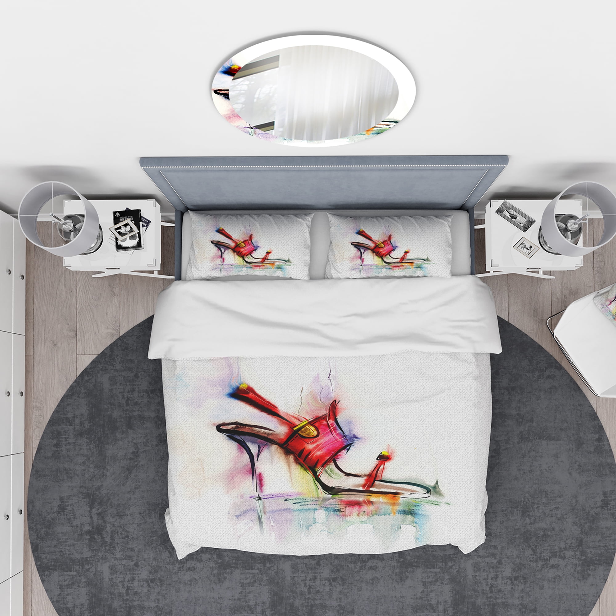 Designart 'Red High Heel Shoe' Abstract Duvet Cover Set